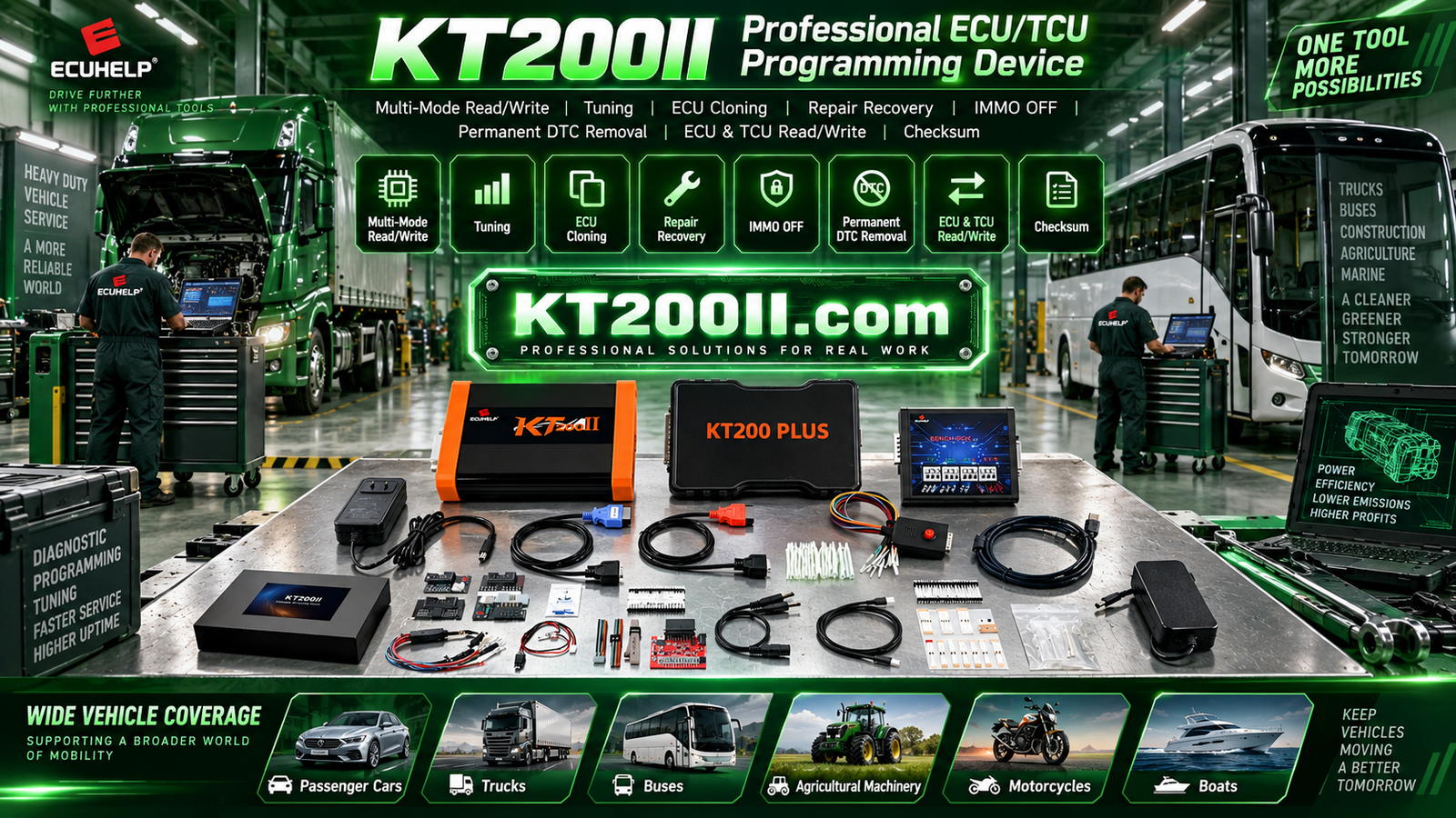 Automotive technician working at an ergonomic ECU programming workstation