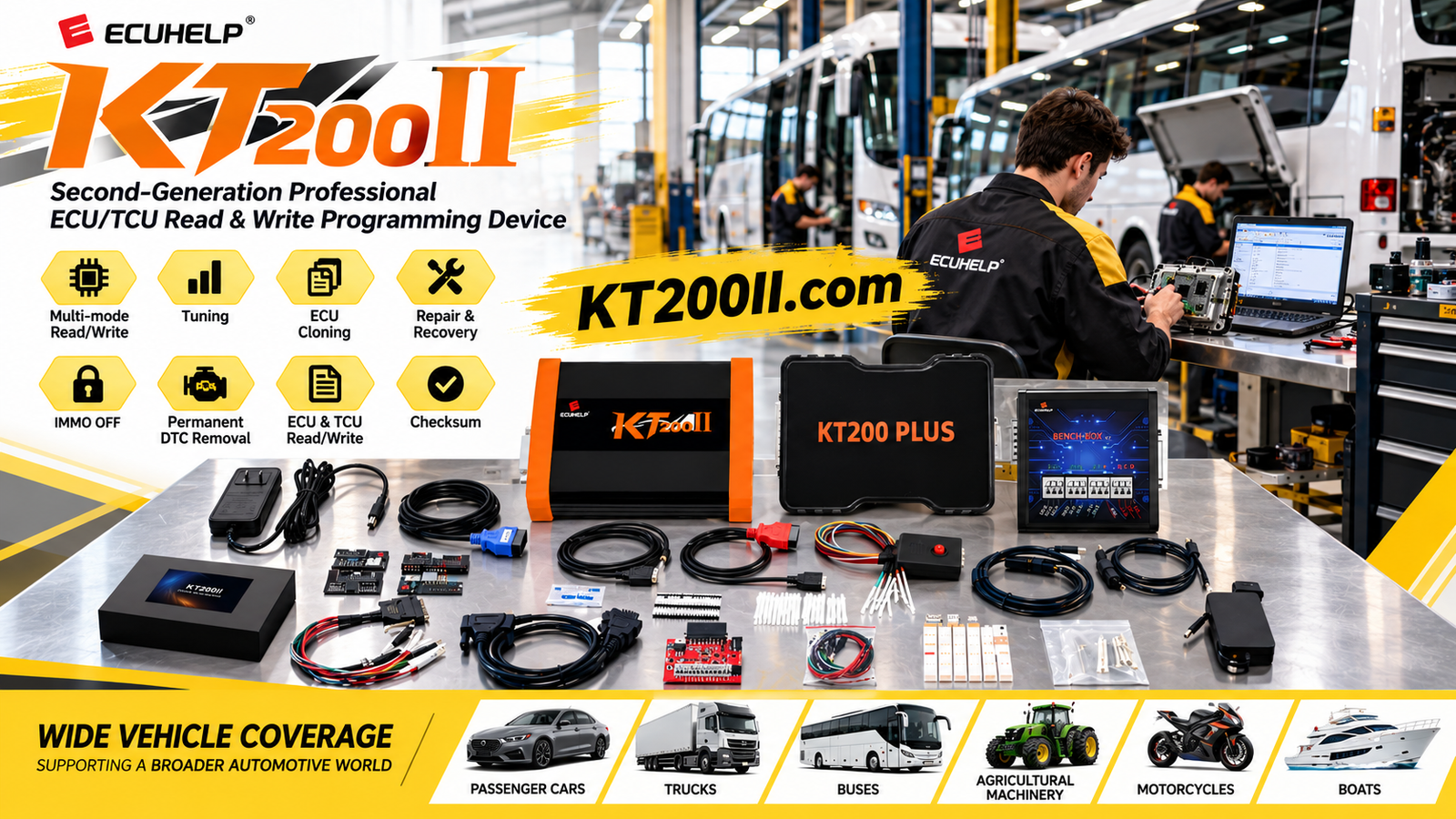 Technician checking ECU programming interface recognition and driver compatibility on a workshop laptop