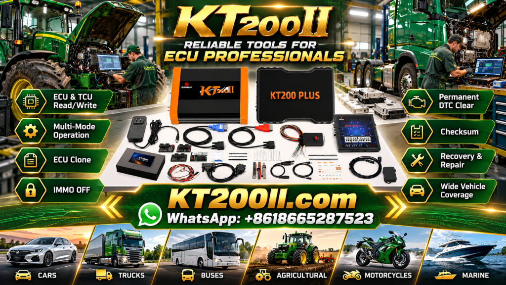 Professional chip programming workstation with a microcontroller, JTAG and SWD debugging adapters, BDM interface cables and computer-based programming software